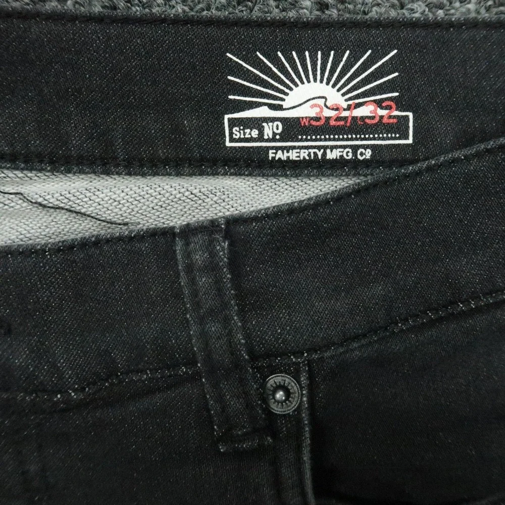 Faherty Pants Mens 32x26‎ Onyx Black Stretch Terry 5 Pocket Straight